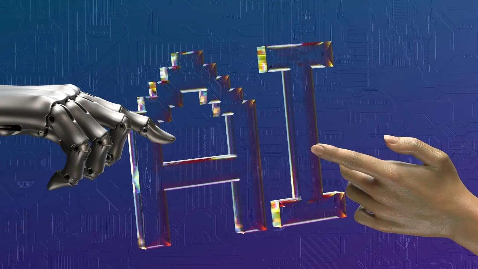 Human and robot hands reaching